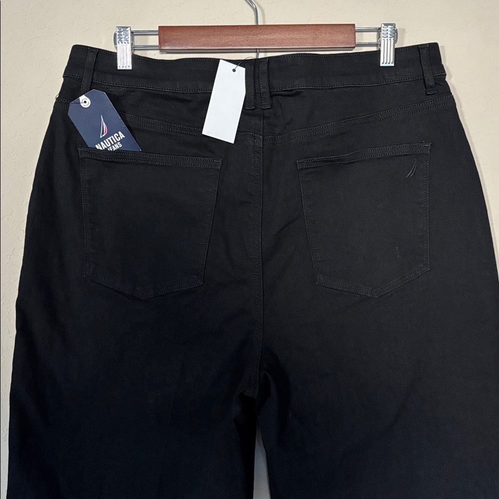 Nautica Women's Black Button Pocket Strechy Wide Leg Sailor Jeans. NWT Size 16 - Picture 6 of 9